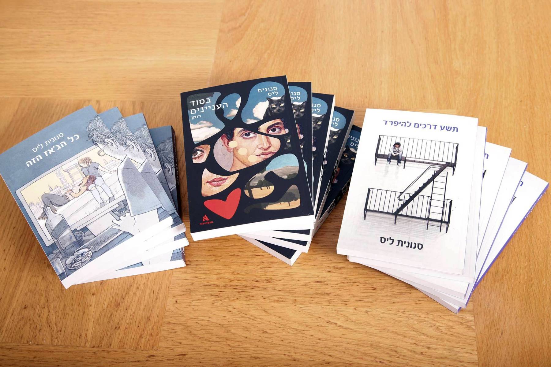 ספרים מאת סנונית ליס. צילום: נעם וינד