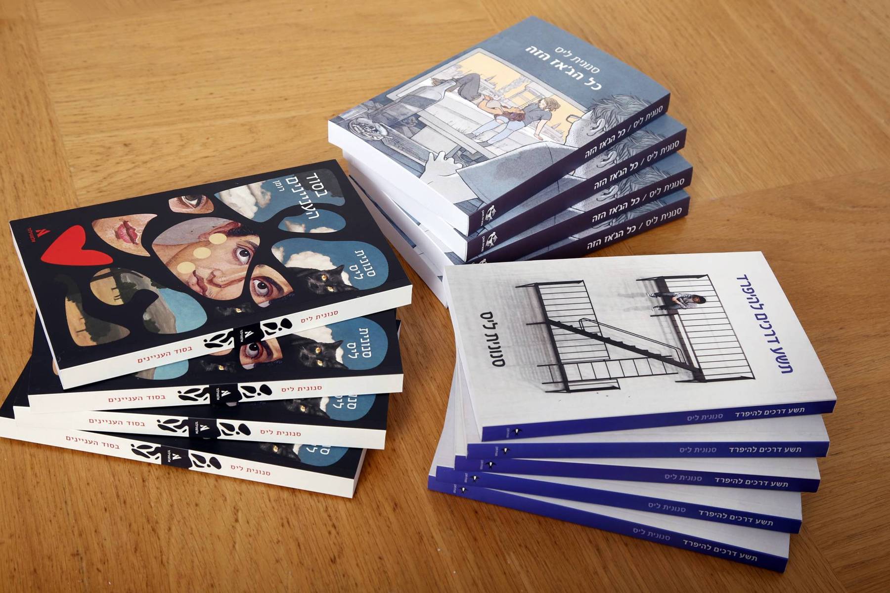 ספרים מאת סנונית ליס. צילום: נעם וינד